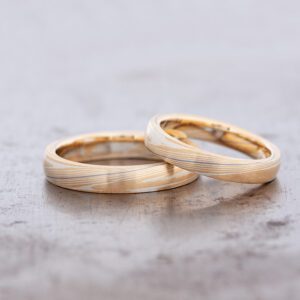 Mokume gane wedding rings Wedding rings made of gold silver and palladium. Handcrafted in berlin - MVH.