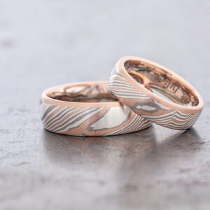 Mokume-gane-Wedding Rings-TRI10-RGROF