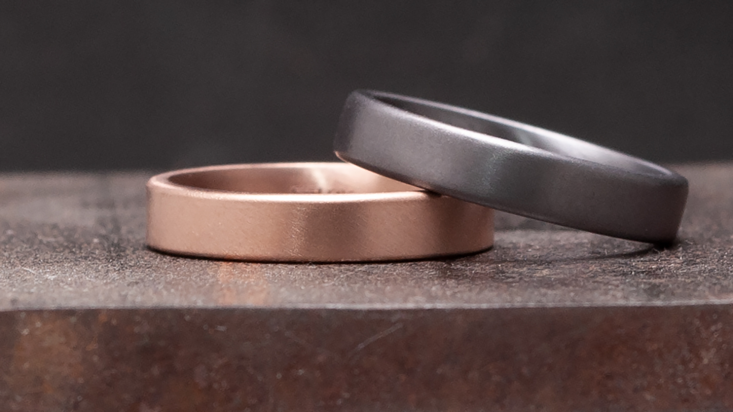 Tantalum & Rose Gold Wedding Bands Wedding Rings