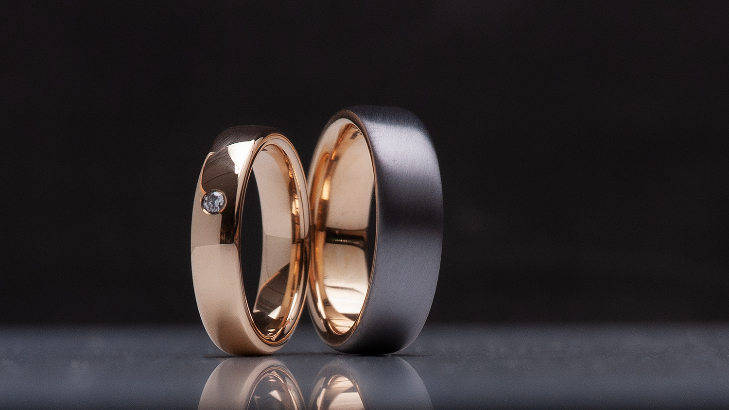 Tantalum & Rose Gold Wedding Bands Wedding Rings