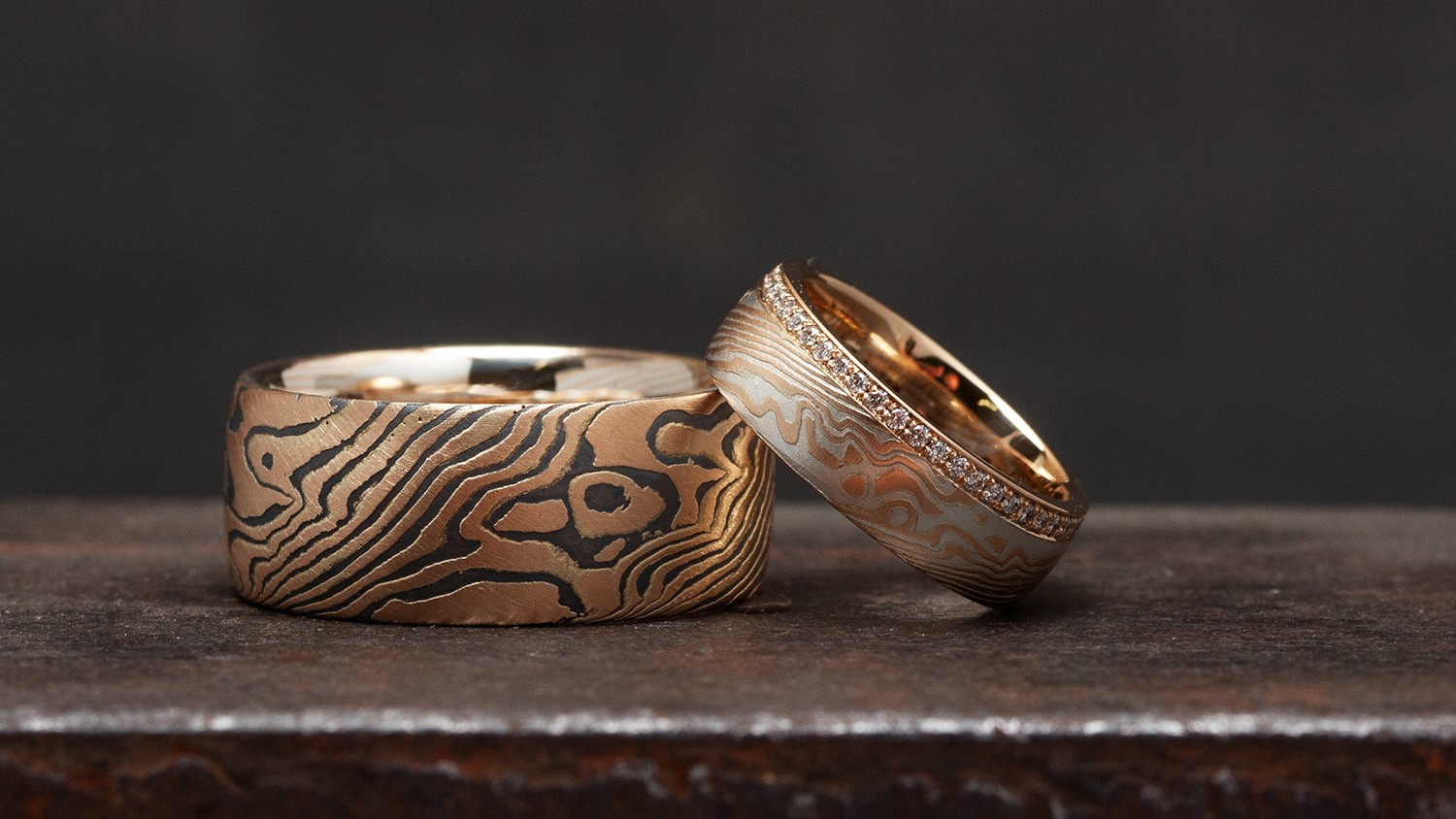Aura Mokume Gane Ring – Detail der Gold-Silber-Maserung