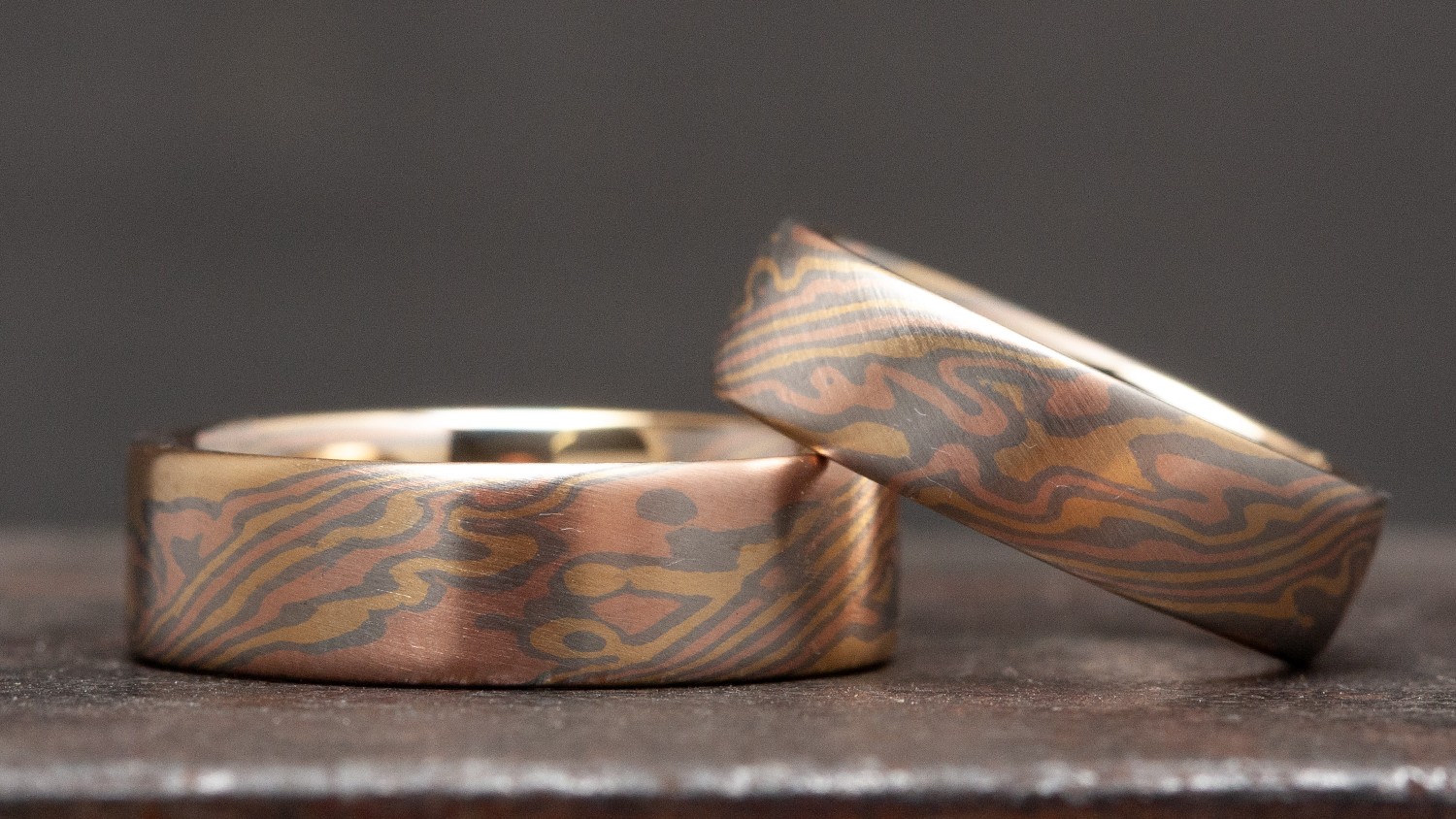 Fuego Mokume Gane Ringe – Variation mit feiner Linienführung