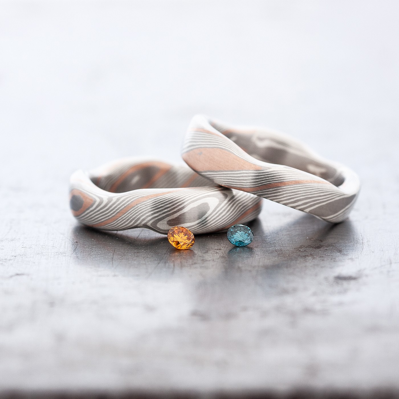 Trico Mokume Gane – Detailansicht Goldlinien