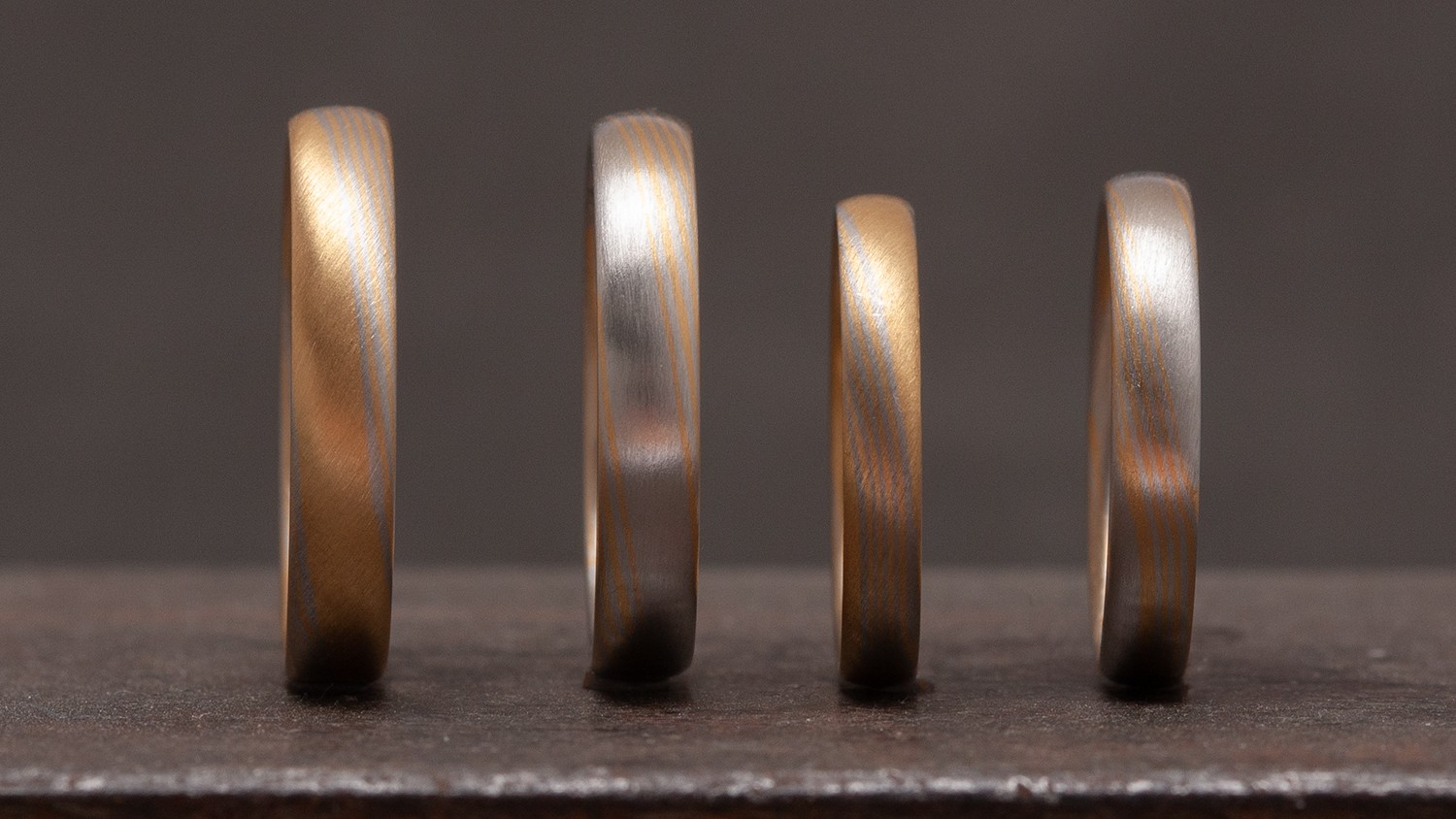 Sol Mokume Gane Ring – Detail der Gold-Platin-Kontraste