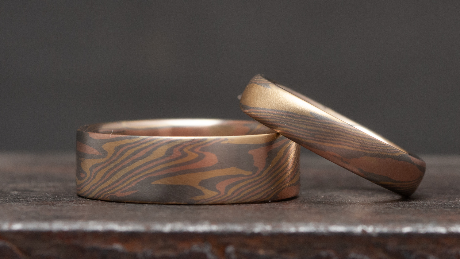 Mokume Gane Modell Fuego - Warme Goldtöne mit Palladium