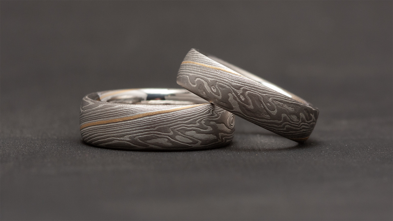 Mokume Gane Modell Lumen - Palladium und Silber mit Gold